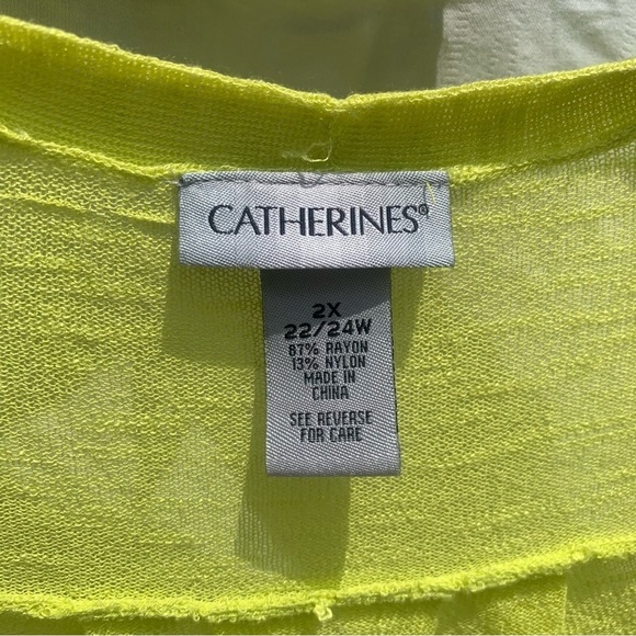 Catherines y2k 90s Neon Lime Green Sheer Cardigan Beach Vacation Pool Size 2X - Picture 3 of 6